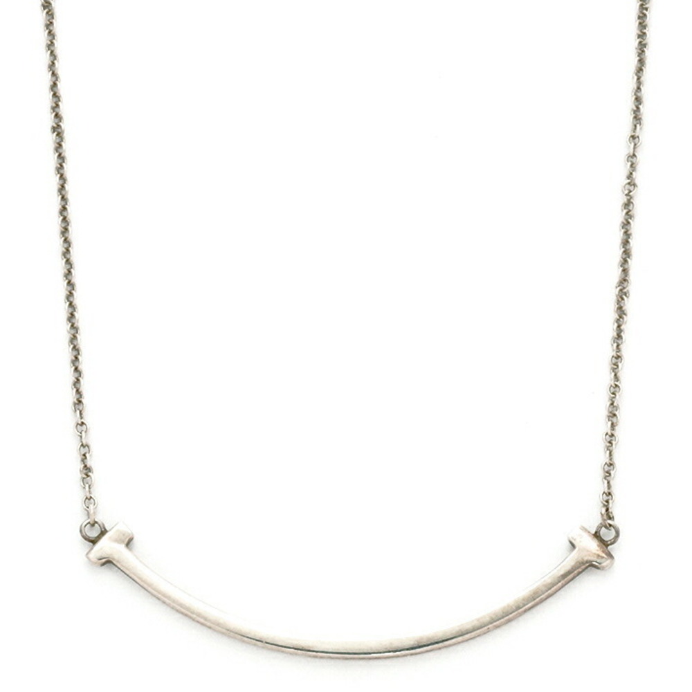 Tiffany Co T Smile Pendant Necklace Silver